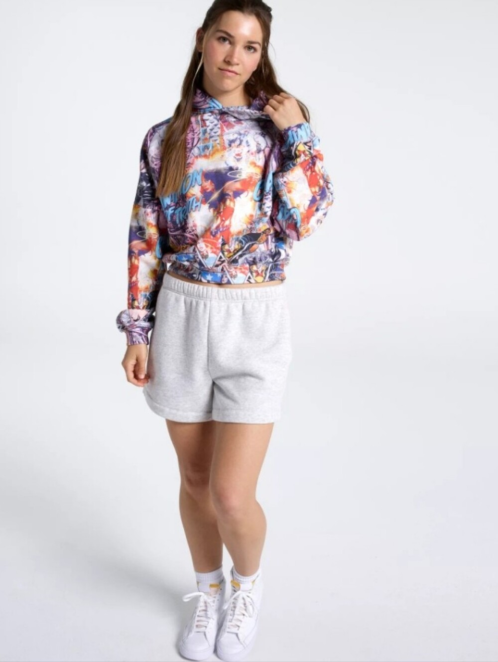 DC X DSG Wonder Woman Collab Multi-Color Graphic Crop Hoodie, NWT - Picture 2 of 7